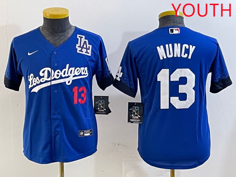 Youth Los Angeles Dodgers #13 Muncy Blue City Edition 2025 Nike MLB Jersey style 6->youth mlb jersey->Youth Jersey